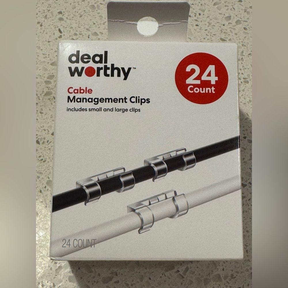 Deal Worthy Cable Management Clips - Small/Large Sizes - 24 Count NIB